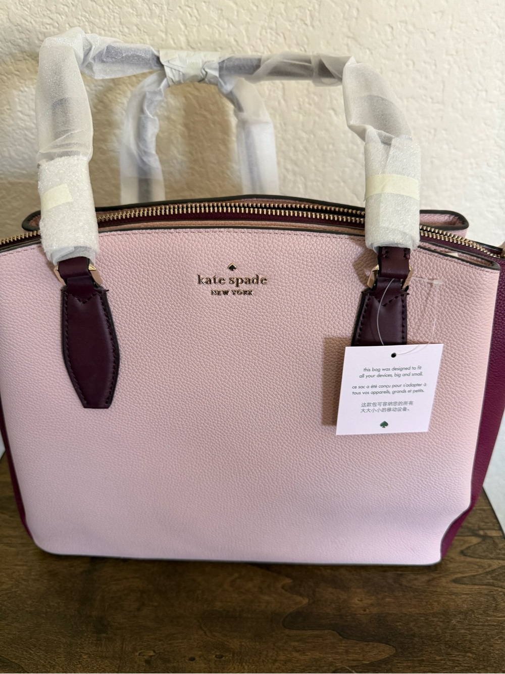 Kate Spade New York Rose Smoke tote, NWT